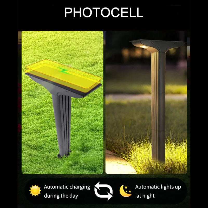 Lampe solaire ip65 gris métallisé minimaliste deux niveaux luminosité adaptable jardin patioextérieur led