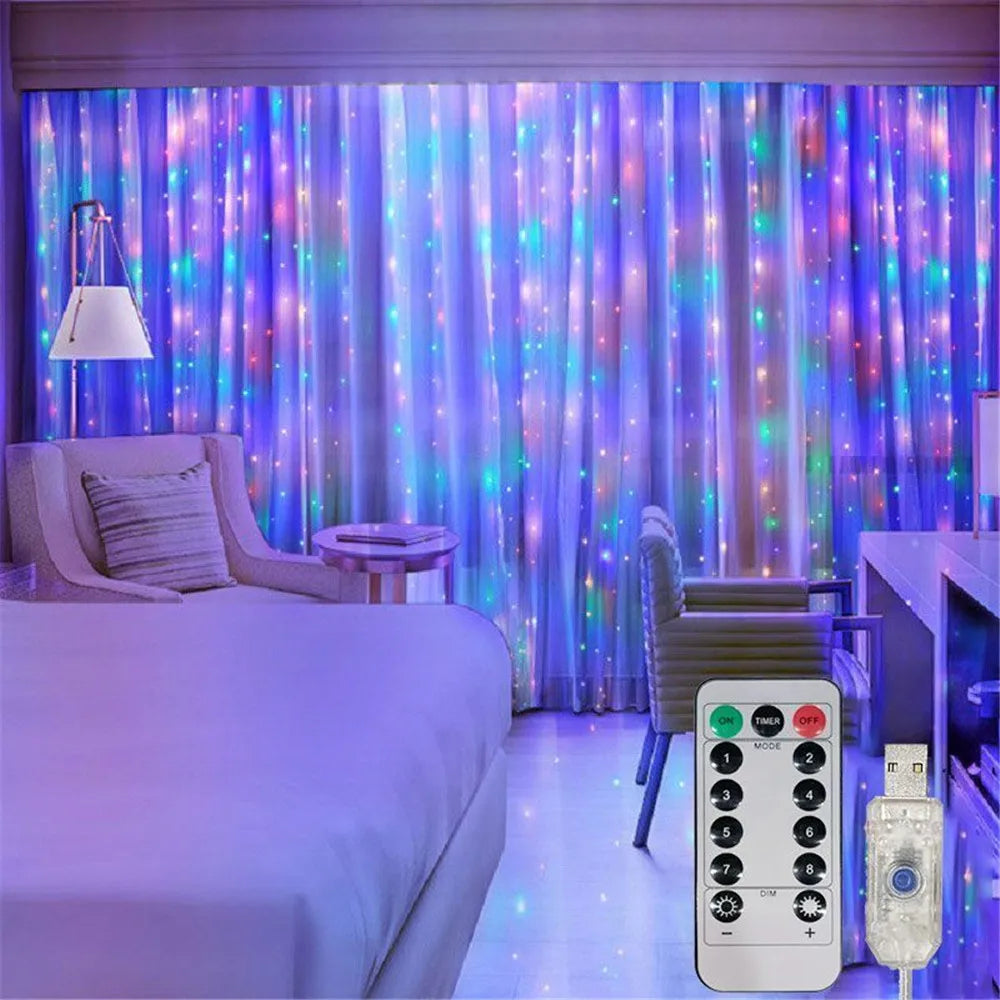 guirlande lumineuse multicolore télécommande 300 diodes blanc chaud blanc froid moderne décoration vacances