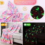 couverture licorne multicolore effet tie dye étoiles enfants moderne portable hiver