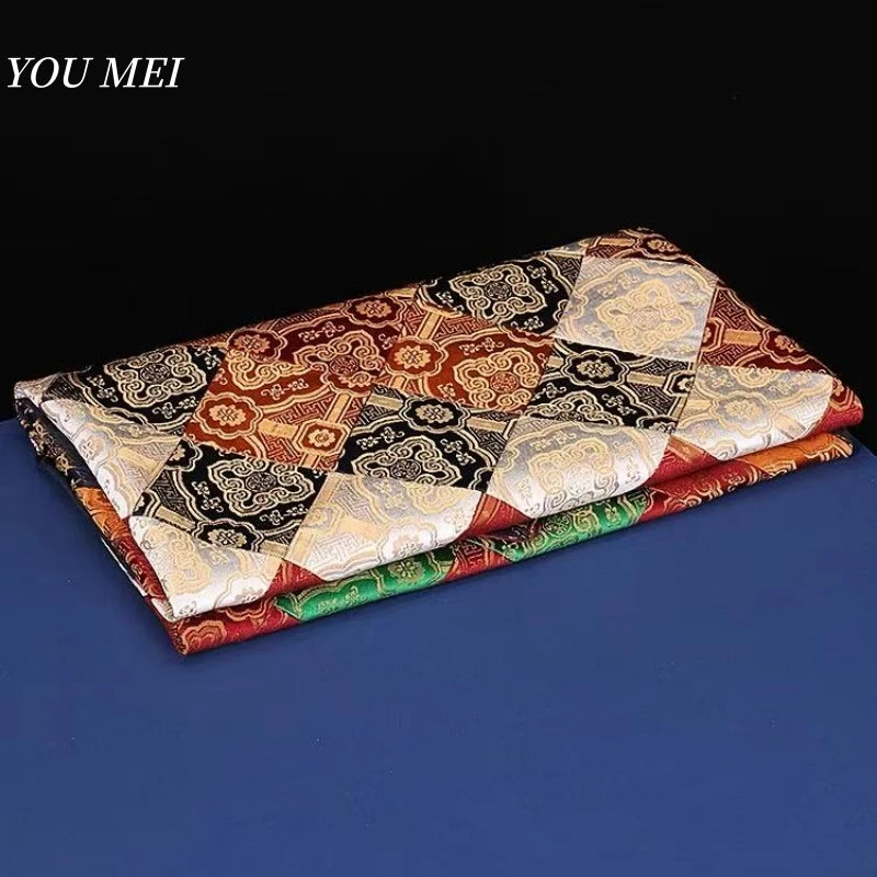 serviette table patchwork bleu marine rouge orange géométrique traditionnelle coton polyester hand made festive