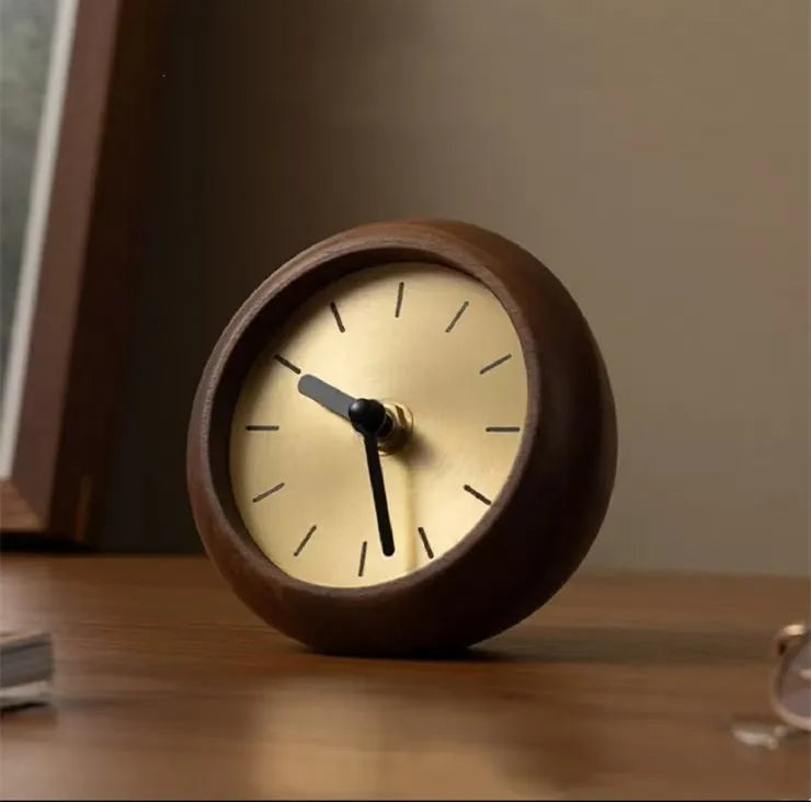 horloge murale minimaliste moderne cadran noir chiffres blancs pendule bois quartz aiguille étude salon