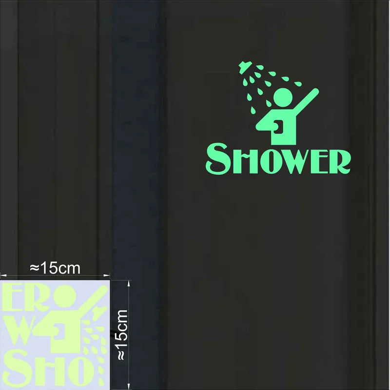 autocollant mural graphique douche shower personnages moderne vert bleu orange adhésif salle bain