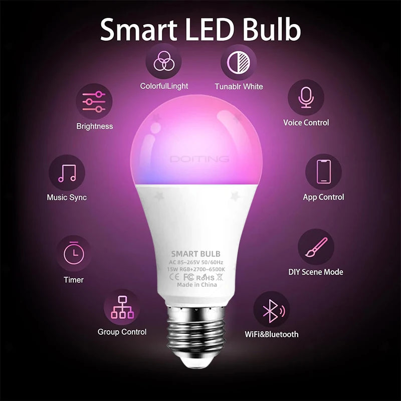 ampoule led intelligente 15w 18w 20w wifi éclairage blanc moderne e27