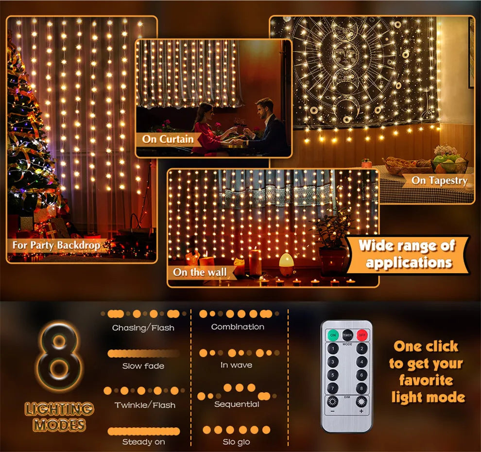 guirlande lumineuse étoiles multicolore led blanc moderne télécommande noël nouvelle année chambre