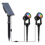projecteur solaire led ip65 moderne noir matextérieur câble controle rgb autonomie