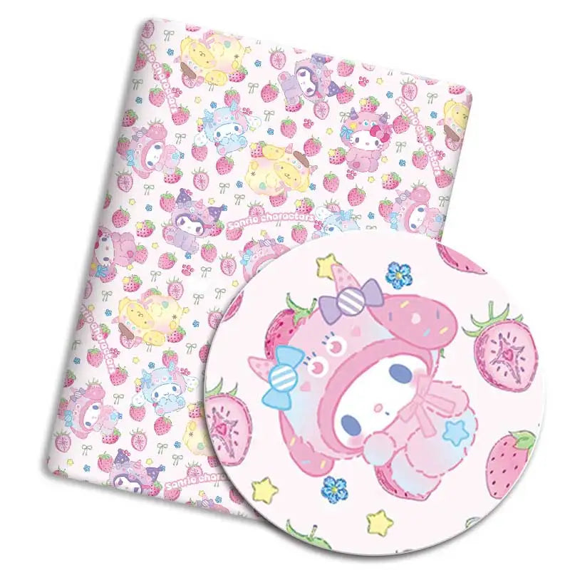tissu sanrio kawaii dessins animés coton polyester couture robe poupée rideau blanc jaune rose