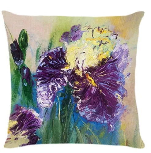 taie d'oreiller violet fleur abstraite 45x45cm zip closure moderne salon chambre coucher