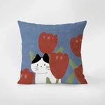housse coussin moderne motif chats tulipes couleur unie polyester maison hospitalière 40x40cm 45x45cm