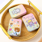 boîtes métalliques réutilisables dessins animés violet rose bleu vert clair pliage personnalisable bijoux pinces