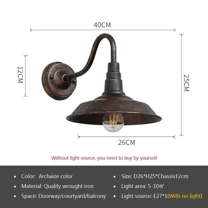 applique murale industrielle fer noir bronze mat éclairage cuisine salle manger led e27 fixée