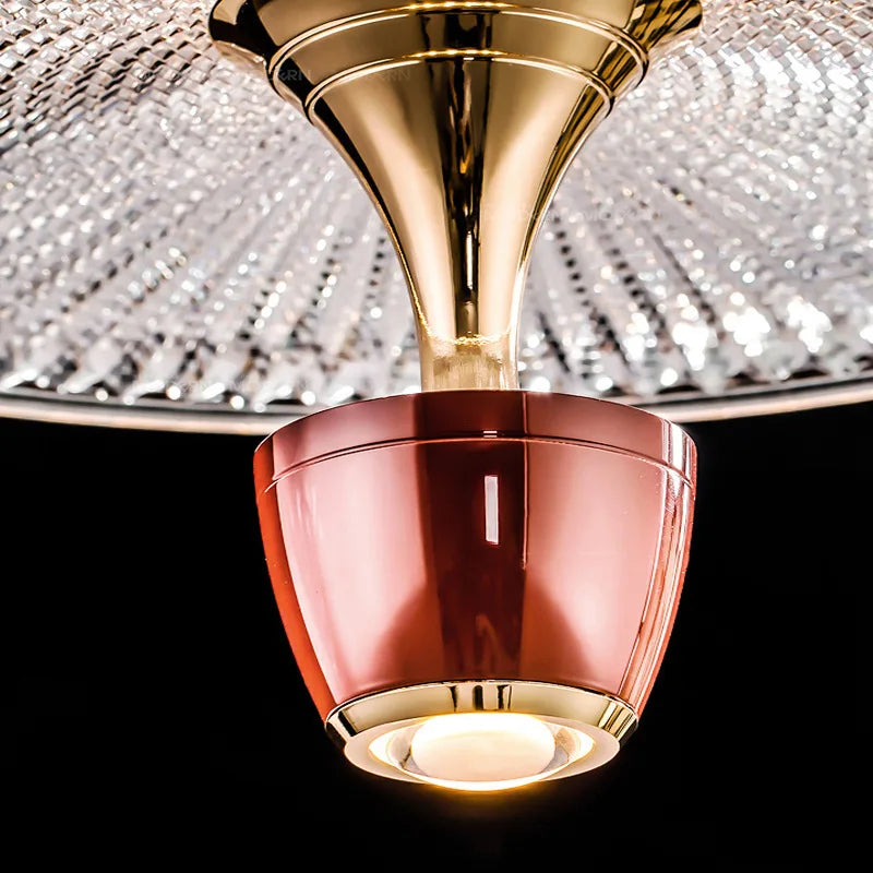 suspension lumineuse moderne élégante dorée transparente câble suspendu chambre salon étude