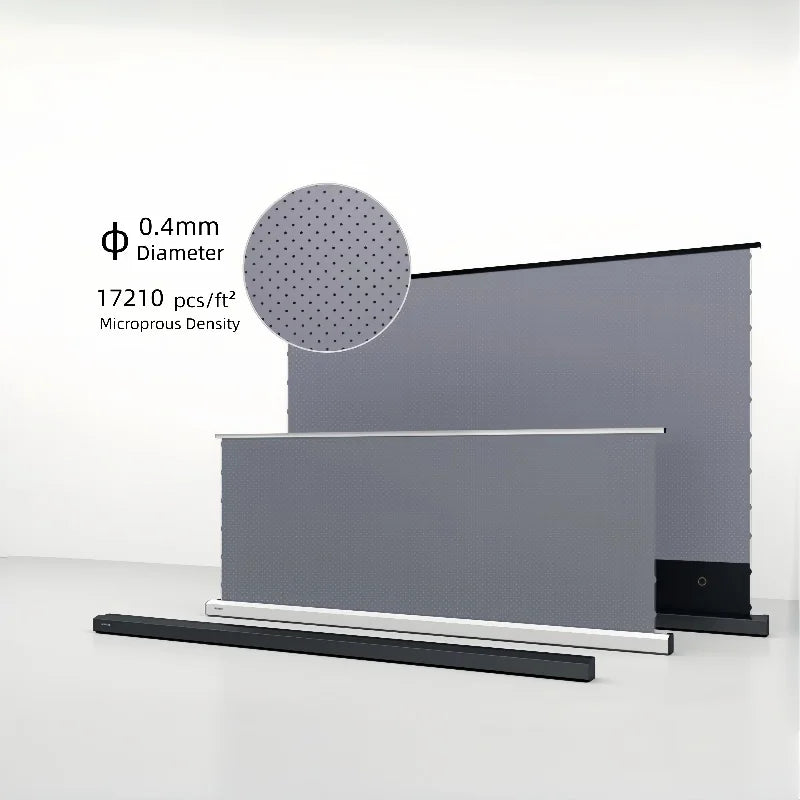 écran projection solaire ultra fin perforé gris moderne certifié 4K 16x9 blanc noir