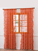 rideau fleuri orange transparent classique décoration intérieure maison hospitalière polyester