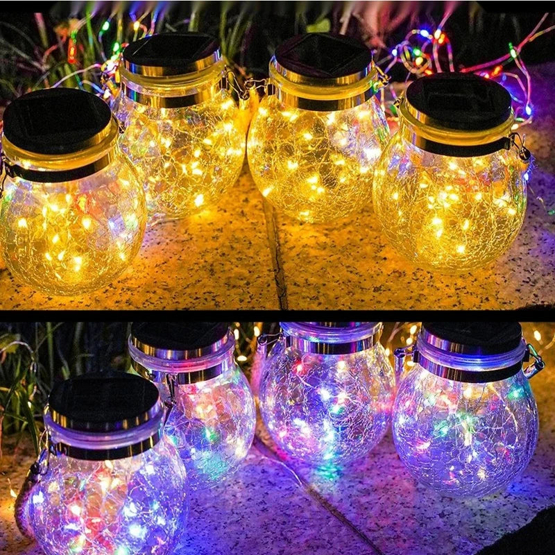 lampe solaire verre craquelé transparent argentée moderne extérieure patio jardin led ip65