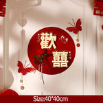 décorations murales mariage chinois double bonheur fleurs papier motifs traditionnels festifs romantiques