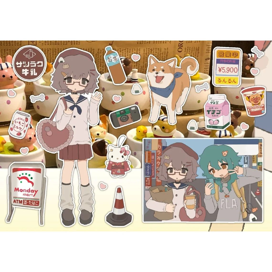 sticker dessin animé motif scolaire chat quotidien opaque manuel décoration papier variété couleurs