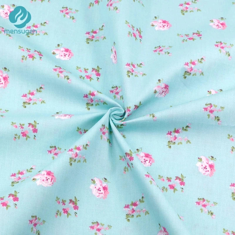 tissu coton imprimé fleurs vintage rose blanc vert couture patchwork quilting drap bébé coussins