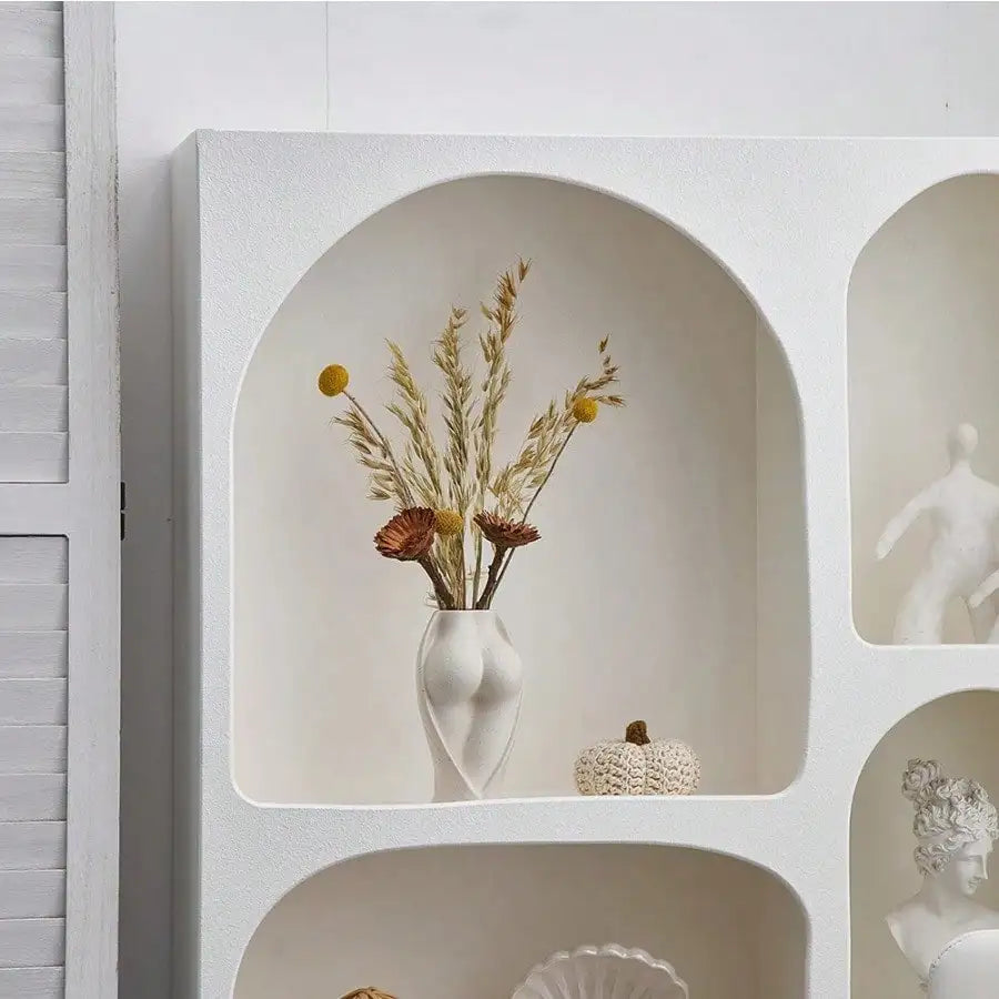 vases céramique modernes blancs fleurs séchées décoration table salon humains stylisés minimaliste
