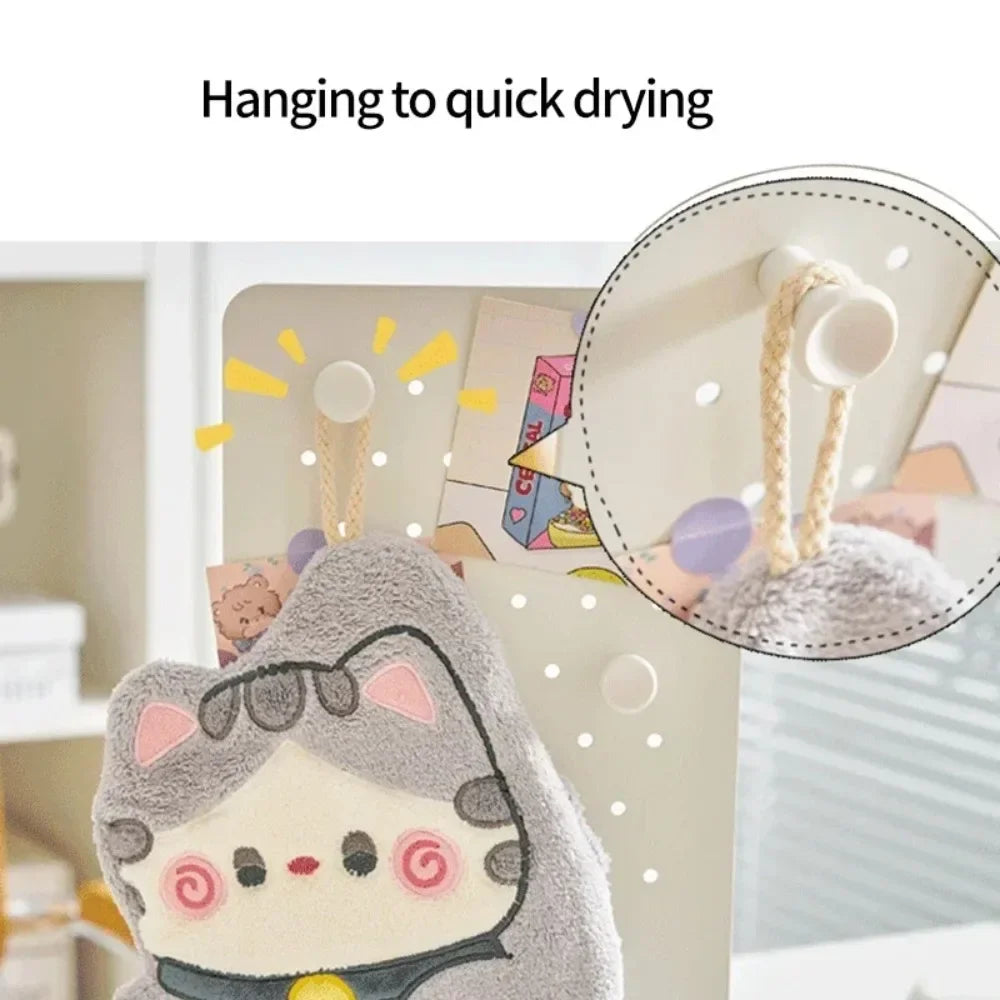 serviettes chat mignon gris blanc beige douces kawaii salle bain buccale nettoyage
