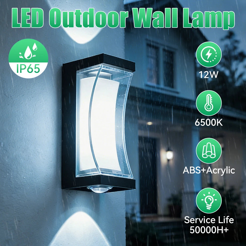 lampe murale led moderne noire blanche 12w 85265v étanche extérieure chambre entrée salle bain