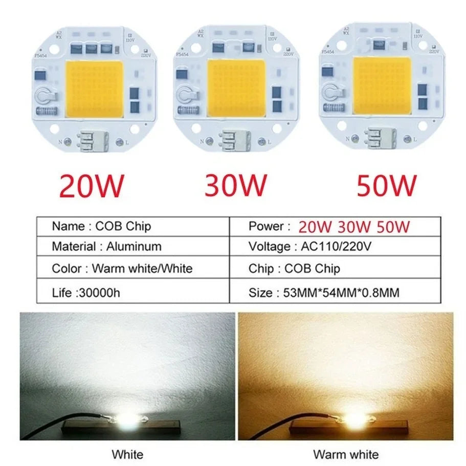 chip led cob 20w 30w 50w blanc blanc chaud connecteurs électriques circuits imprimés modernes