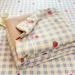 couette d'été légère enfant beige motifs fleurs feuilles coton doux décorative chambre enfant