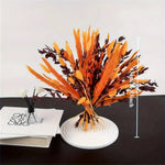 bouquet artificiel plumes orange feuilles marron boho décoration maison anniversaire mariage