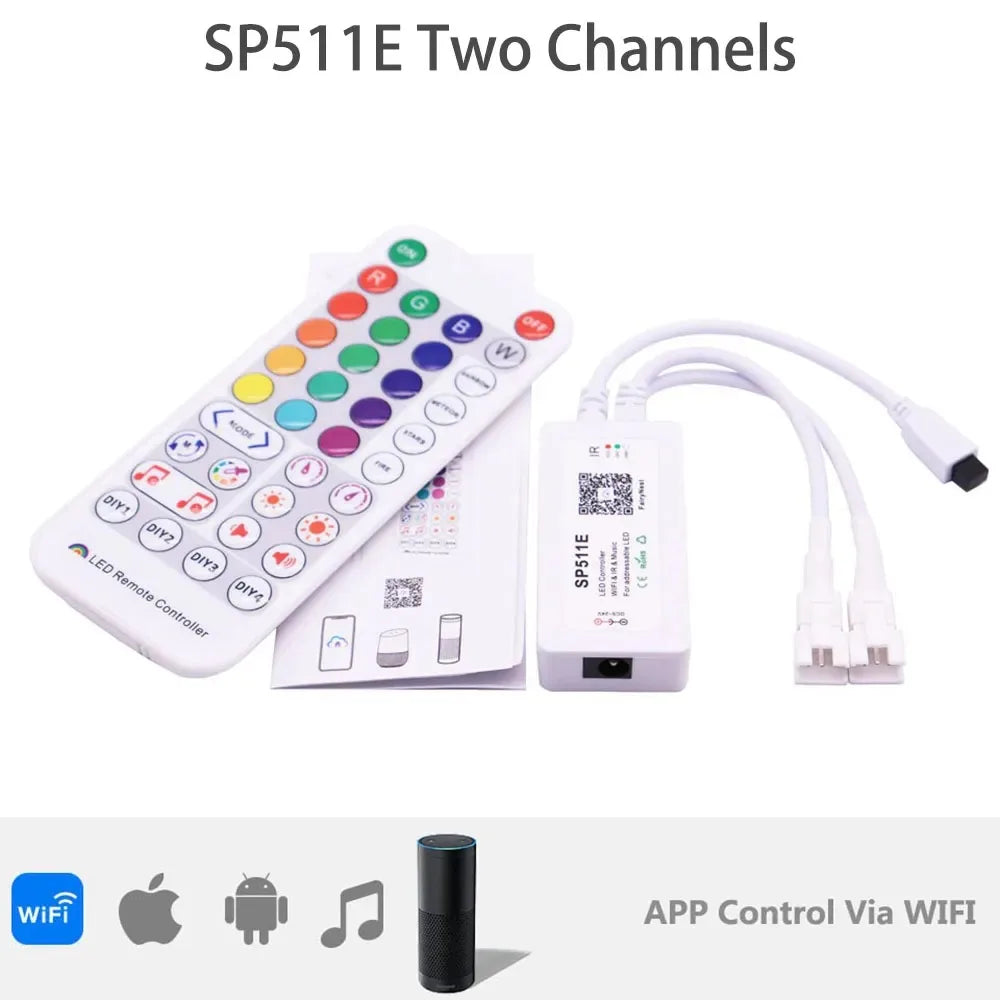 contrôleur led wifi bluetooth musique chargeur puissance 524v ws2812 ws2811 pixels blanc moderne