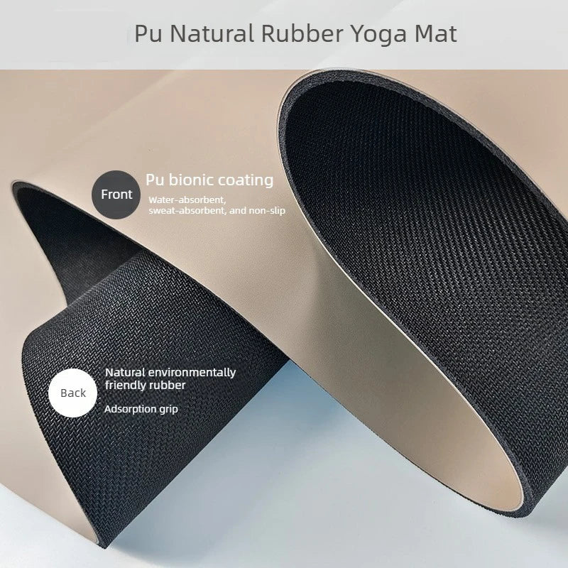 tapis yoga ovale antidérapant caoutchouc naturel 5mm beige noir texture bionique moderne fitness yoga
