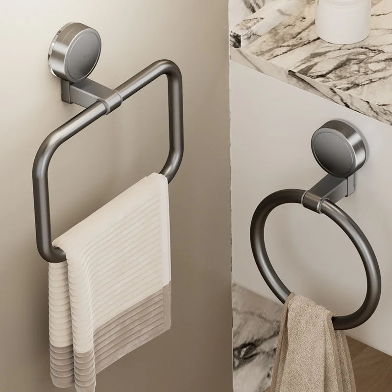 porte serviettes mural gris lisse adhésif moderne salle bain organisateur fixe serviettes