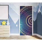 Sticker mural porte salon mandala