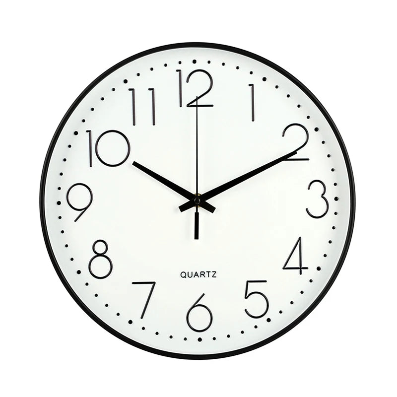 horloge murale moderne nordique verre transparent chiffres arabes blanc noir