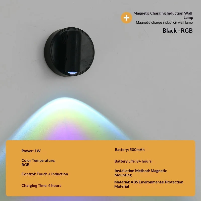 lampe led rechargeable aimantée projecteur mural blanc moderne interrupteur tactile charge usb type chambre