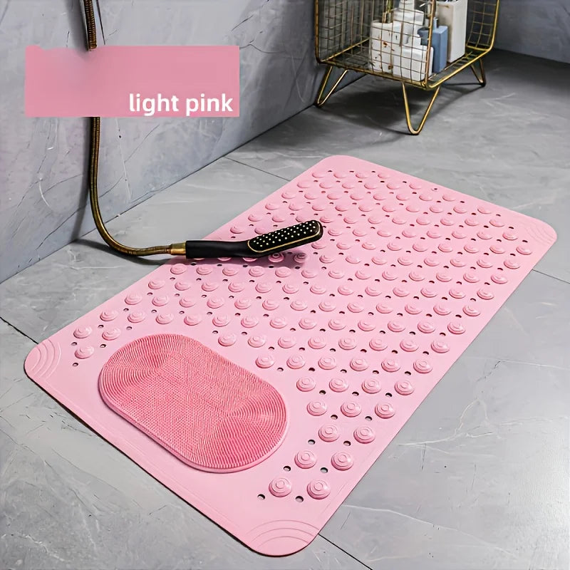 tapis douche antidérapant bosses massage pieds drainage rapide couleur bleu clair moderne