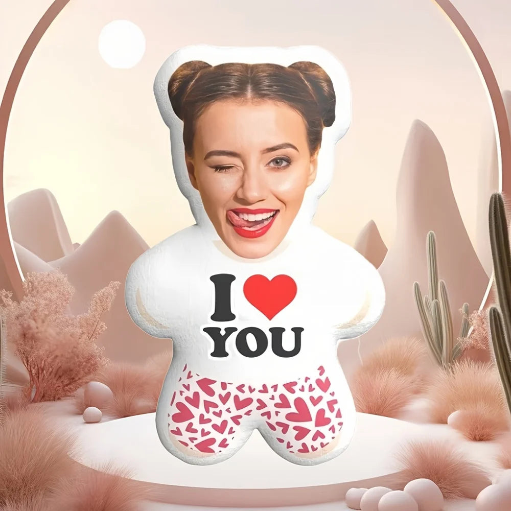 coussin personnalisé coeurs rouge visage moderne blanc noir lavable machine oblong adultes