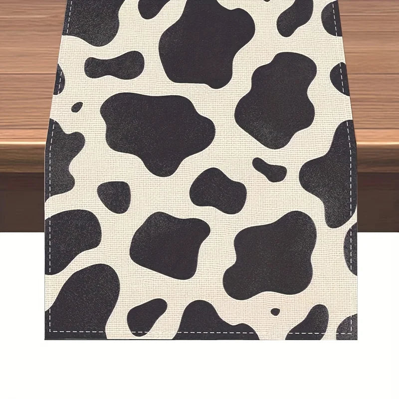 nappe table imprimée vache motifs carreaux couleurs variées rustique moderne maison polyester