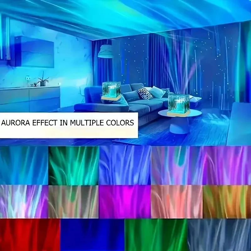 lampe projection effet aurore bleu violet vert moderne télécommande veilleuse chambre coucher
