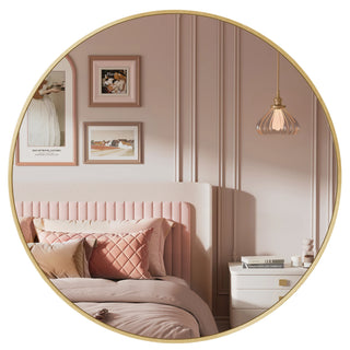 miroir rond doré 61cm cadre métal moderne chambre coucher