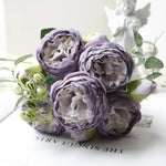 bouquet fleurs artificielles rose pivoine gypsophila mariage anniversaire décoration intérieureextérieur 30cm