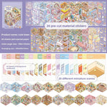 sticker paysage 3d miniature livre bricolage scrapbooking enfants dessin animé mignon violet bleu rose