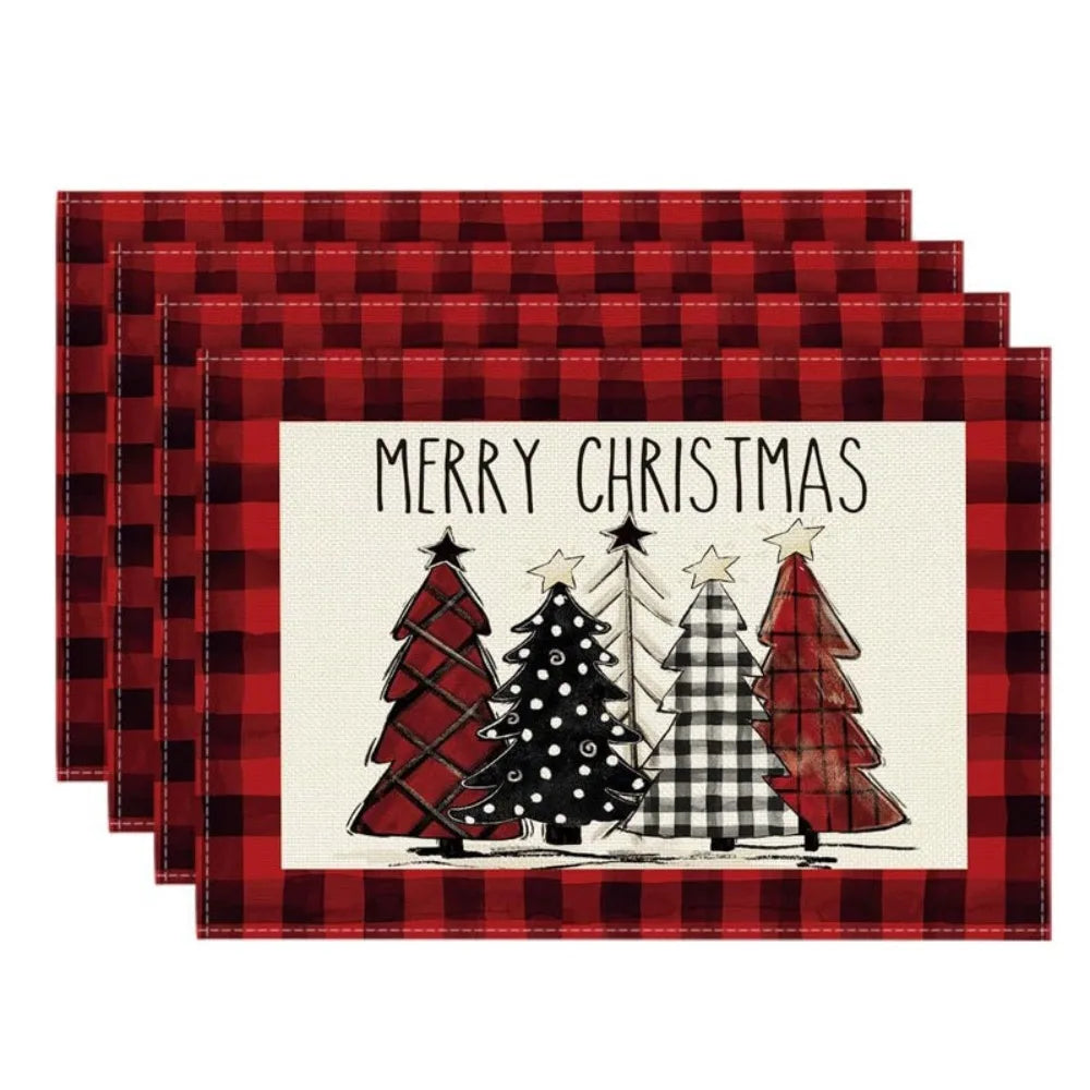 serviettes table noël motif festif arbres cadeaux flocons géométriques couleurs vives pack pièces