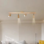 plafonnier bois moderne spots led blanc doré têtes(touches)
