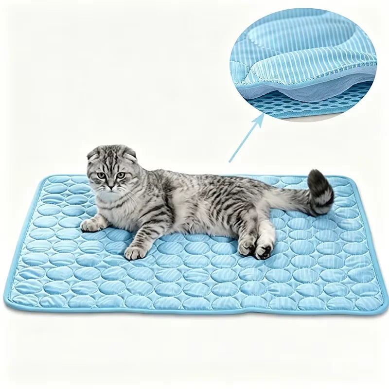 tapis rafraîchissant soie glacée antidérapant respirant lavable coussin été dissipateur chaleur usage niche chiens