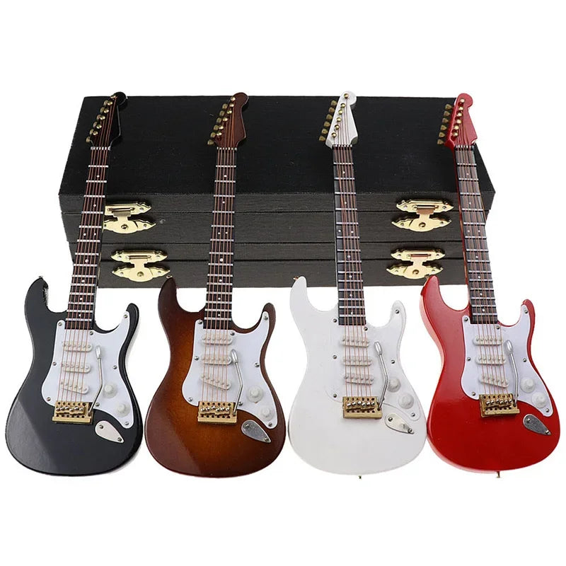 guitare électrique miniature bois support clip marron noir rouge blanc classique