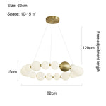suspension lumineuse moderne blanc doré boules rondes salon chambre restaurant étude