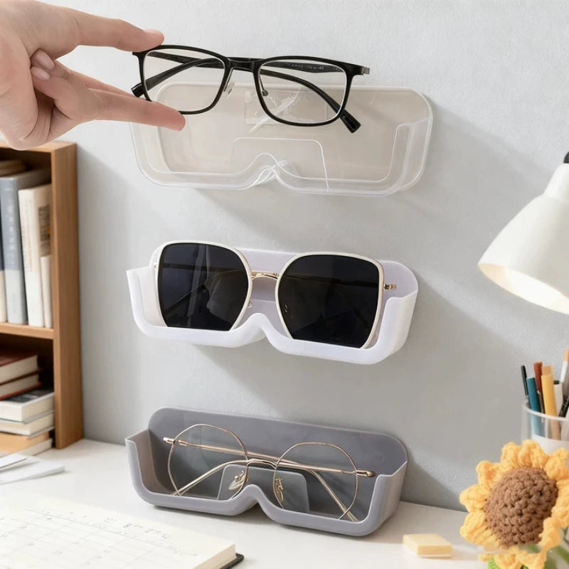 porte lunettes mural adhésif transparent blanc gris moderne rangement anti pression chevet soleil