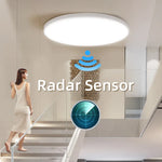 plafonnier led moderne détecteur mouvement étanche ip44 blanc 220v 18w 30m²