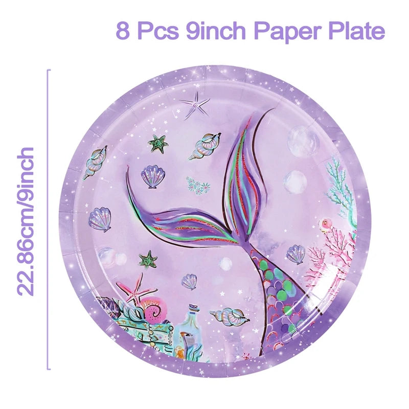 supports gâteaux sirène thème océan couleurs violette bleu verte rose figurines poissons coraux