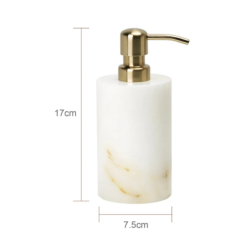ensemble accessoires salle bain marbre blanc onyx distributeur savon plateau pot brosse dents