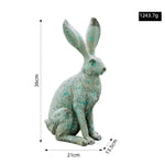 statue lapin résine vert patiné texture grungy jardin décoratif rustic artisanal